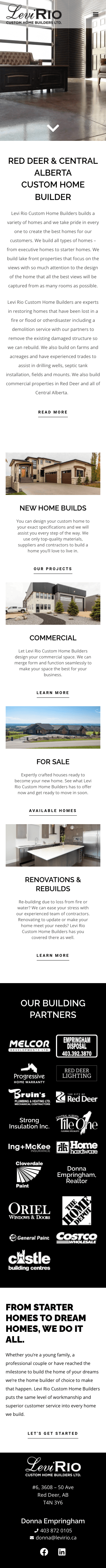 Full Mobile homepage screenshot of Levi Rio Home Builders Ltd.